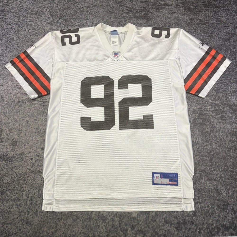 Vintage Reebok Cleveland Browns Courtney Brown Jersey Mens Large White #92 NFL